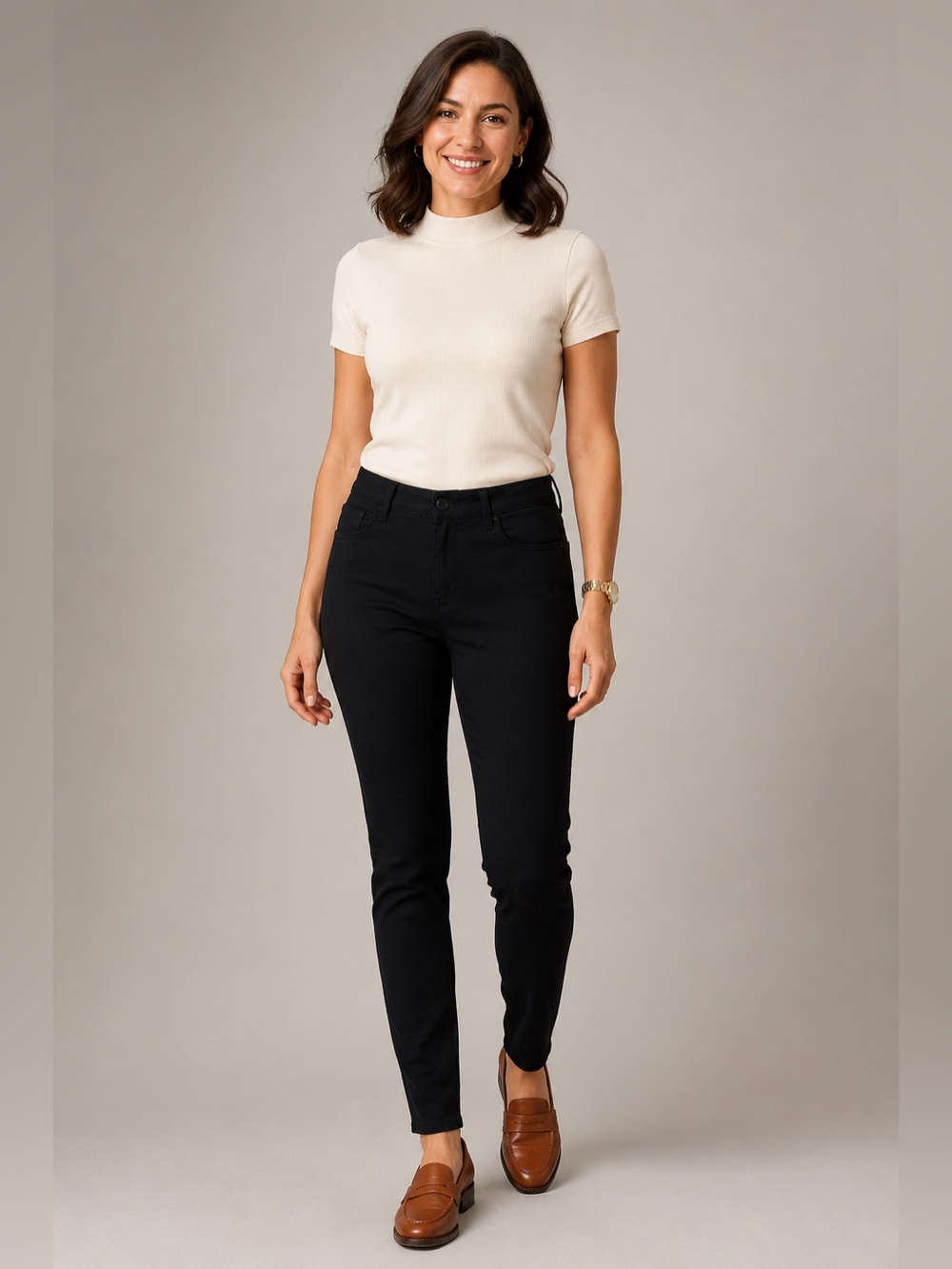SOHO Apparel Women’s Size 6 Black Ponte Skinny Pants Stretch Ankle Trousers